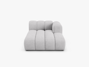 MODUL SEZLONG CANAPEA LUPIN, PE STANGA, GRI DESCHIS, CU TAPITERIE DIN TEXTIL BOUCLE BALOO, MICADONI