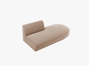 MODUL SEZLONG MILEY, PE DREAPTA, CAPPUCCINO, CU TAPITERIE DIN CATIFEA BLUVEL, MICADONI - Img 3