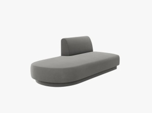 MODUL SEZLONG MILEY, PE STANGA, GRI DESCHIS, CU TAPITERIE DIN CATIFEA BLUVEL, MICADONI - Img 2