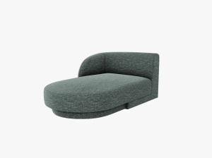 MODUL SEZLONG MILEY, PE STANGA, VERDE BENZINA, CU TAPITERIE DIN TEXTIL CHENILLE HAGA, MICADONI