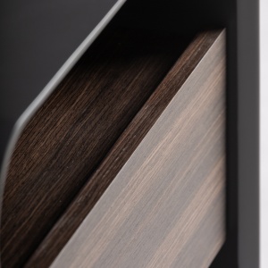 NOPTIERA MODERNA OSSIDE 50CM, REALIZATA DIN LEMN, FURNIR DE NUC SI METAL, CULOARE NEGRU/NUC, REALIZATA MANUAL - Img 6