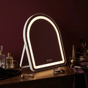 OGLINDA COSMETICA PENTRU MACHIAJ, CU LED, GLAM 40X45, ALBA - Img 2