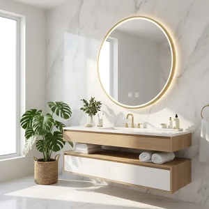 OGLINDA PENTRU BAIE, CU LED 100cm MMJ BRUSH GOLD, CALITATE SUPERIOARA - Img 3