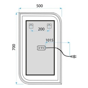 OGLINDA PENTRU BAIE, CU LED ZONE, 70X50 CM, NICKEL PERIAT - Img 7