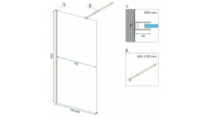 PARAVAN DE DUS REA AERO, 80CM, NEGRU MAT, DIN STICLA, CALITATE SUPERIOARA - Img 2
