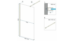 PARAVAN DE DUS REA AERO N WALK IN, 110CM, AURIU, DIN STICLA, CALITATE SUPERIOARA - Img 5