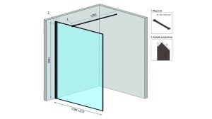 PARAVAN DE DUS REA BLER, 120CM, NEGRU, DIN STICLA, CALITATE SUPERIOARA - Img 3