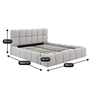 PAT 160X200CM, ARTIM MEBLE, CU SPATIU DE DEPOZITARE, REALIZAT DIN TEXTIL BOUCLE GRI, STIL MODERN - Img 3