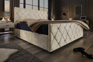 PAT CU SPATIU DE DEPOZITARE, ELYSIUM 180X 200CM, MATERIAL TEXTIL FOARTE FIN(CATIFEA), CULOARE SAMPANIE, ARTIM GROUP SELECTION - Img 5