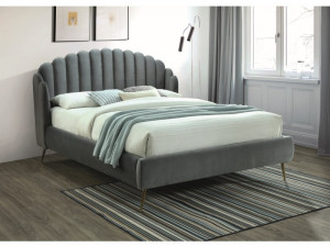 PAT DORMITOR CALABRIA, 160 CM, GRI BLUVEL 14, TAPITERIE DIN CATIFEA, STIL MODERN