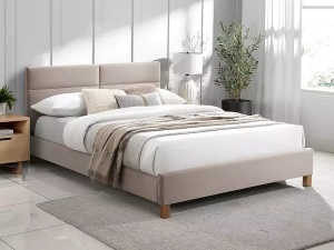 PAT DORMITOR SIERRA, 120 CM, BEJ BLUVEL 28, TAPITERIE DIN CATIFEA, STIL MODERN
