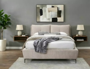 PAT DORMITOR STIL PASADENA, CU SPATIU DE DEPOZITARE, 16X200 CM, BEJ RAVEN 24, TAPITERIE DIN TEXTIL, STIL MODERN