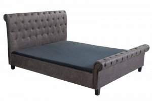 PAT KENSINGTON 180X200CM, PICIOARE DIN LEMN SI MICROFIBRA FINA, COD 41413, CULOARE GRI INCHIS - Img 6