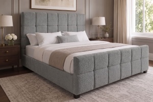 PAT PRESTIGE 160X 220CM, CU SPATIU DE DEPOZITARE, REALIZAT DIN LEMN SI TEXTIL BOUCLE, DE CULOARE GRI, ARTIM GROUP SELECTION - Img 2