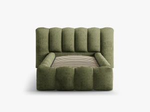 PAT SINGLE LUPINE, VERDE, CU TAPITERIE DIN TEXTIL CHENILLE PERFECT HARMONY, MICADONI - Img 2
