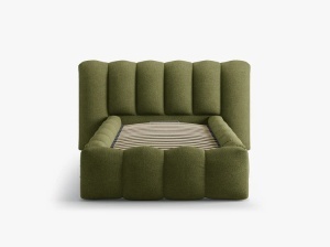 PAT SINGLE LUPINE, VERDE MASLNIU INCHIS, CU TAPITERIE DIN TEXTIL BOUCLE BALOO, MICADONI - Img 2