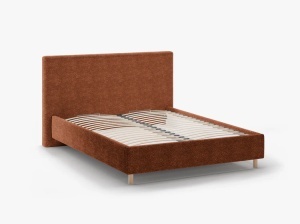PAT TAPITAT, ELOISE, 180x200, CARAMIZIU, SOMIERA RABATABILA, CU TAPITERIE DIN TEXTIL BOUCLE ROLF, MICADONI - Img 3