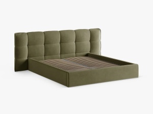 PAT TAPITAT ERIC, 160X200, VERDE DESCHIS, CU TAPITERIE DIN CATIFEA VELVET CAZINO, MICADONI - Img 4