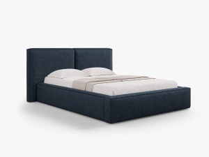 PAT TAPITAT JODIE, 160X200, ALBASTRU INCHIS, SOMIERA RABATABILA, CU TAPITERIE DIN TEXTIL BOUCLE BALOO, MICADONI
