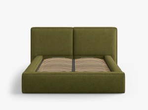PAT TAPITAT JODIE, 200X200, VERDE MASINIU INCHIS, SOMIERA RABATABILA, CU TAPITERIE DIN TEXTIL BOUCLE BALOO, MICADONI - Img 3