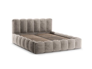 PAT TAPITAT LUPINE, 140X200, CAPPUCINO, SOMIERA RABATABILA, CU TAPITERIE DIN TEXTIL CHENILLE LORIS, MICADONI - Img 6