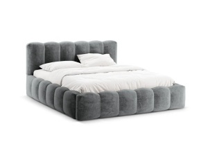 PAT TAPITAT LUPINE, 160X200, GRI PLATINAT, SOMIERA RABATABILA, CU TAPITERIE DIN TEXTIL CHENILLE LORIS, MICADONI - Img 5
