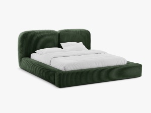 PAT TAPITAT MARTINA, 180X200, VERDE INCHIS, SOMIERA RABATABILA, CU TAPITERIE DIN TEXTIL CORDUROY TILIA, MICADONI