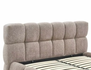 PAT TAPITAT STIL PARMA, RAVEN 160X200, BEJ INCHIS 30, TAPITERIE DIN TEXTIL SI PICIOARE DIN METAL, CU SOMIERA RABATABILA, STIL MODERN - Img 4