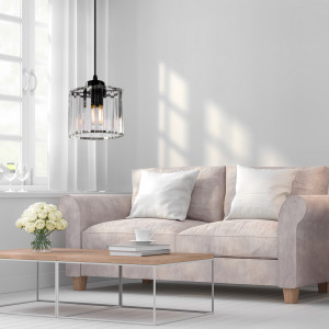 PENDUL BLACK CRYSTAL APP511-1CP, 14X90, NEGRU, DIN METAL SI STICLA, STIL MODERN, TU - Img 6