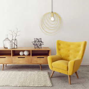 PENDUL GEOMETRIC GOLD APP428-1CP, 40.5X39 cm, AURIU SI NEGRU, DIN METAL, STIL MODERN, TU - Img 3