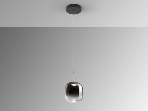 PENDUL ONICE, 30/220 CM, NEGRU MAT/FUMURIU, DIN METAL SI STICLA, STIL MODERN - Img 3