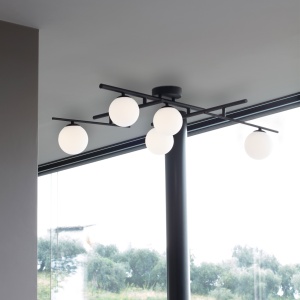 PLAFONIERA ATLAS PL5, NEGRU, DIN METAL, STIL MODERN - Img 2