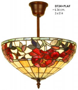 PLAFONIERA DEOSEBITA TIFFANY, COD DT34+PLAF, DIN METAL SI STICLA