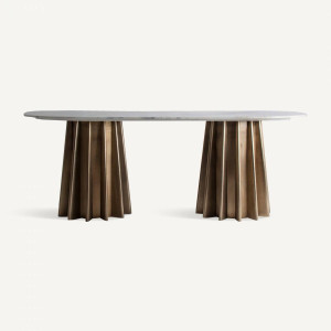 PROMOTIE!!!!! MASA DINING LEZEY, ALBA/AURIE DIN MARMURA SI OTEL 200CM, STIL MODERN, VICAL HOME - Img 2