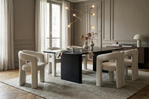 SCAUN, ARCH, REALIZAT DIN TEXTIL BOUCLE ALB/CREM, DESIGN MODERN, ARTIM GROUP SELECTION - Img 10