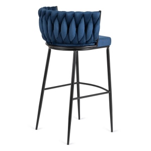 SCAUN BAR, ARTIM MEBLE, REALIZAT DIN CATIFEA SI METAL, CULOARE ALBASTRU/NEGRU, STIL MODERN - Img 4