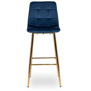 SCAUN BAR, ARTIM MEBLE, REALIZAT DIN CATIFEA SI METAL, CULOARE ALBASTRU/AURIU, STIL MODERN - Img 3