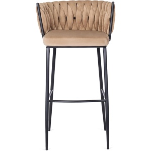SCAUN BAR, ARTIM MEBLE, REALIZAT DIN CATIFEA SI METAL, CULOARE BEJ/NEGRU, STIL MODERN - Img 2
