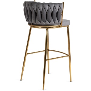 SCAUN BAR, ARTIM MEBLE, REALIZAT DIN CATIFEA SI METAL, CULOARE GRI/AURIU, STIL MODERN - Img 3