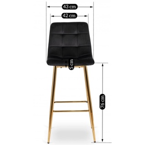 SCAUN BAR, ARTIM MEBLE, REALIZAT DIN CATIFEA SI METAL, CULOARE NEGRU/AURIU, STIL MODERN - Img 6