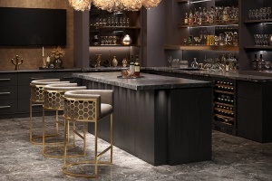 SCAUN BAR, ELEGANCE 180CM, DIN CATIFEA SI METAL, CULOARE BEJ, ARTIM GROUP SELECTION - Img 3