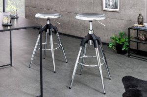 SCAUN BAR, INDUSTRIAL 80CM, REALIZAT DIN METAL CROM, TELESCOPIC, COD 43656 - Img 2