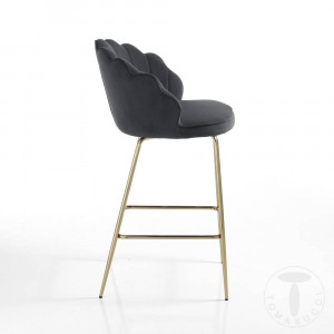 SCAUN BAR, SHELL 92CM, CADRUL DIN METAL SI CATIFEA GRI, STIL MODERN, COD 4337 - Img 2