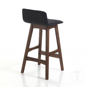SCAUN BAR, VARM 84CM, NUC, CADRUL DIN LEMN SI STOFA GRI, STIL MODERN, COD 3691 - Img 3