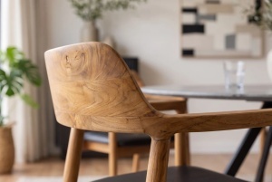 SCAUN BESTSELLER, KENNEDY, CU BRATE, REALIZAT DIN LEMN DE PIN SI PIELE ECO, CULOARE NATUR/NEAGRA - Img 5