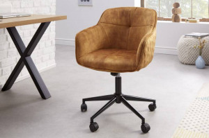 SCAUN BIROU AJUSTABIL, EUPHORIA, DIN METAL SI CATIFEA GALBEN MUSTAR, ARTIM GROUP SELECTION