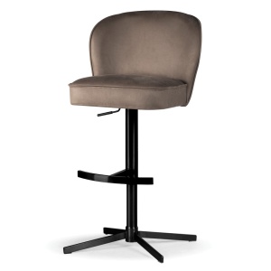 SCAUN DE BAR, AINE SUPREME CROSS, BEJ/NEGRU, TAPITERIE DIN TEXTIL, SPUMA, ARCURI SI METAL, STIL MODERN - Img 1