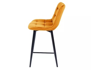 SCAUN DE BAR CHIC H-2, CURRY BLUVEL 68/NEGRU MAT, TAPITERIE DIN CATIFEA SI METAL, STIL MODERN - Img 4