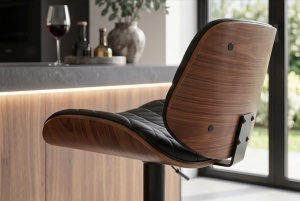 SCAUN DE BAR CHICAGO ROTATIV, DIN METAL, FURNIR SI PIELE ECO, CULOARE MARO/NEGRU, INVICTA INTERIOR - Img 3