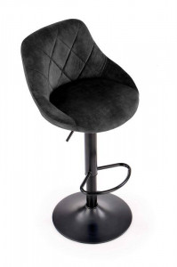 SCAUN DE BAR H101, NEGRU/NEGRU, TAPITERIE DIN CATIFEA SI PICIOARE DIN METAL, STIL MODERN - Img 4